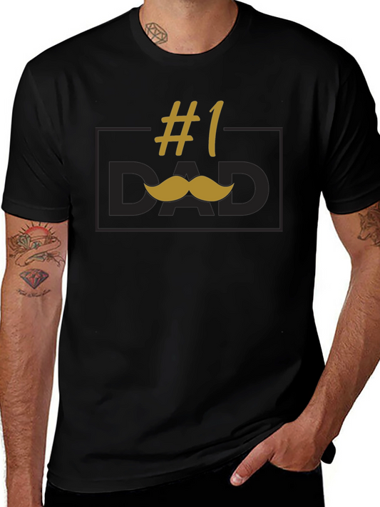 #1 Dad Mustache Graphic T-Shirt - Perfect Fathers Day Gift!